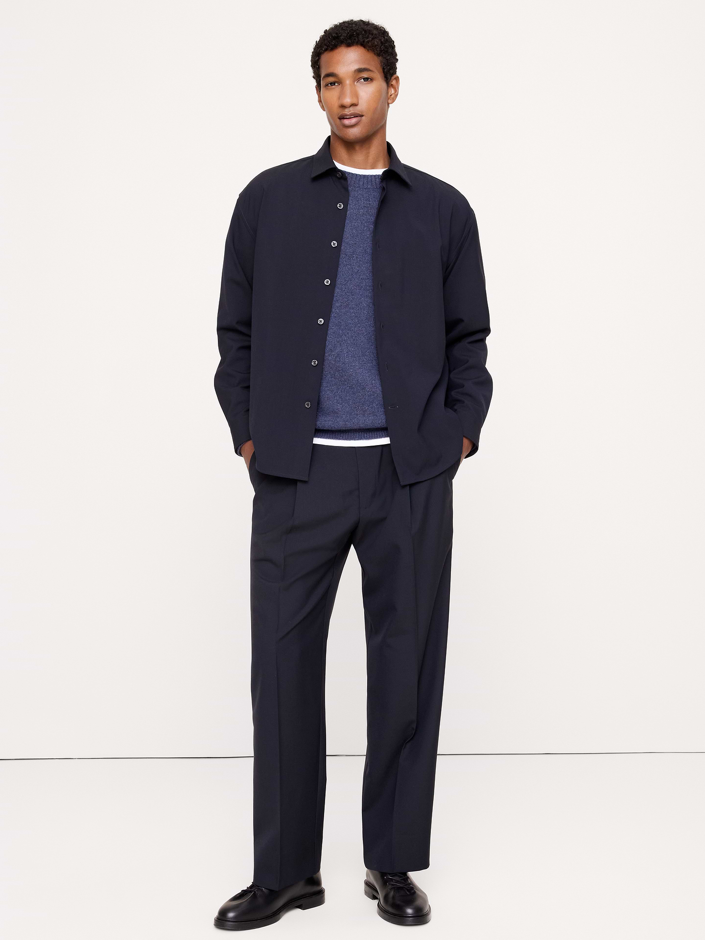 Image 3 of 3, Relaxed On-The-Go Wool-Blend Shirt