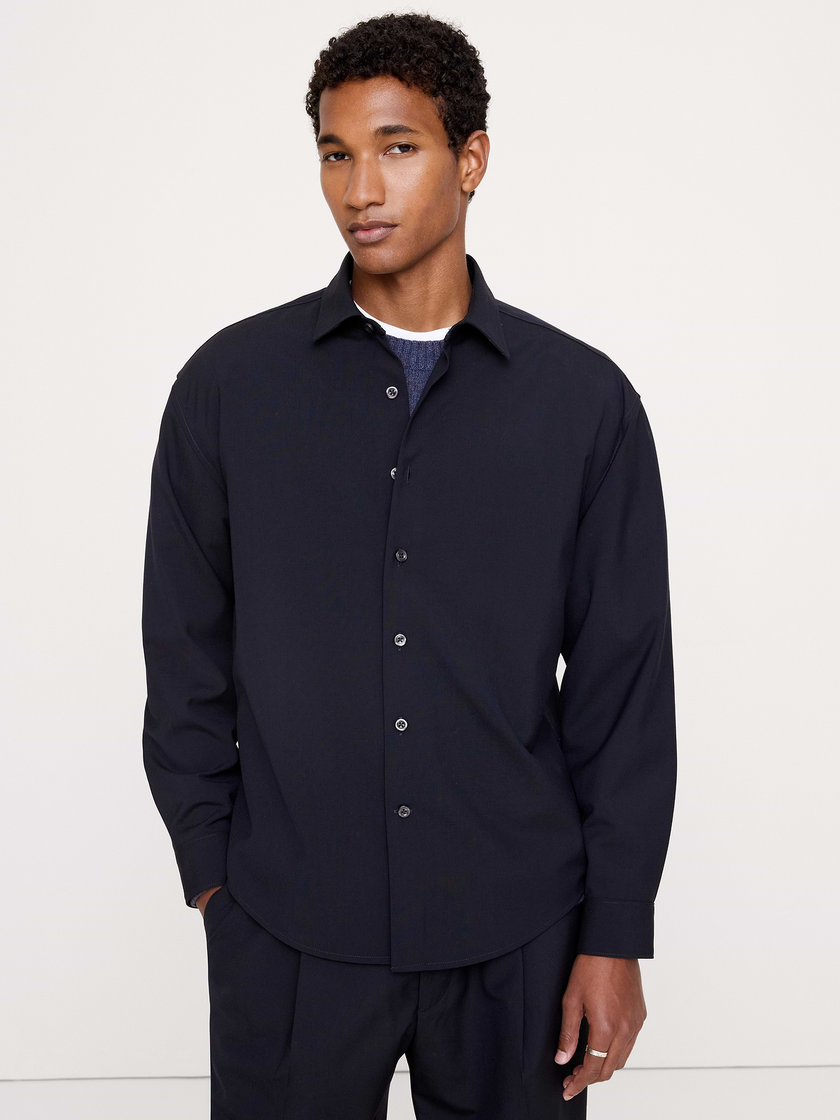 Relaxed On-The-Go Wool-Blend Shirt