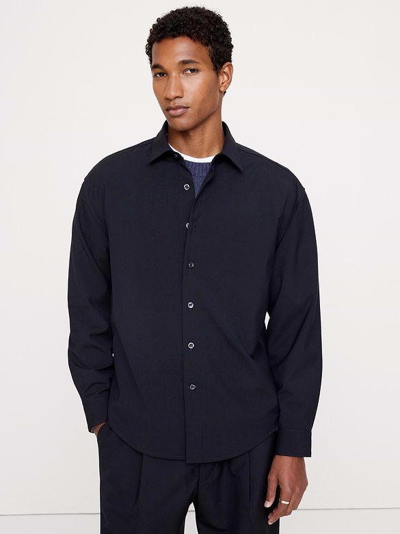 Relaxed On-The-Go Wool-Blend Shirt