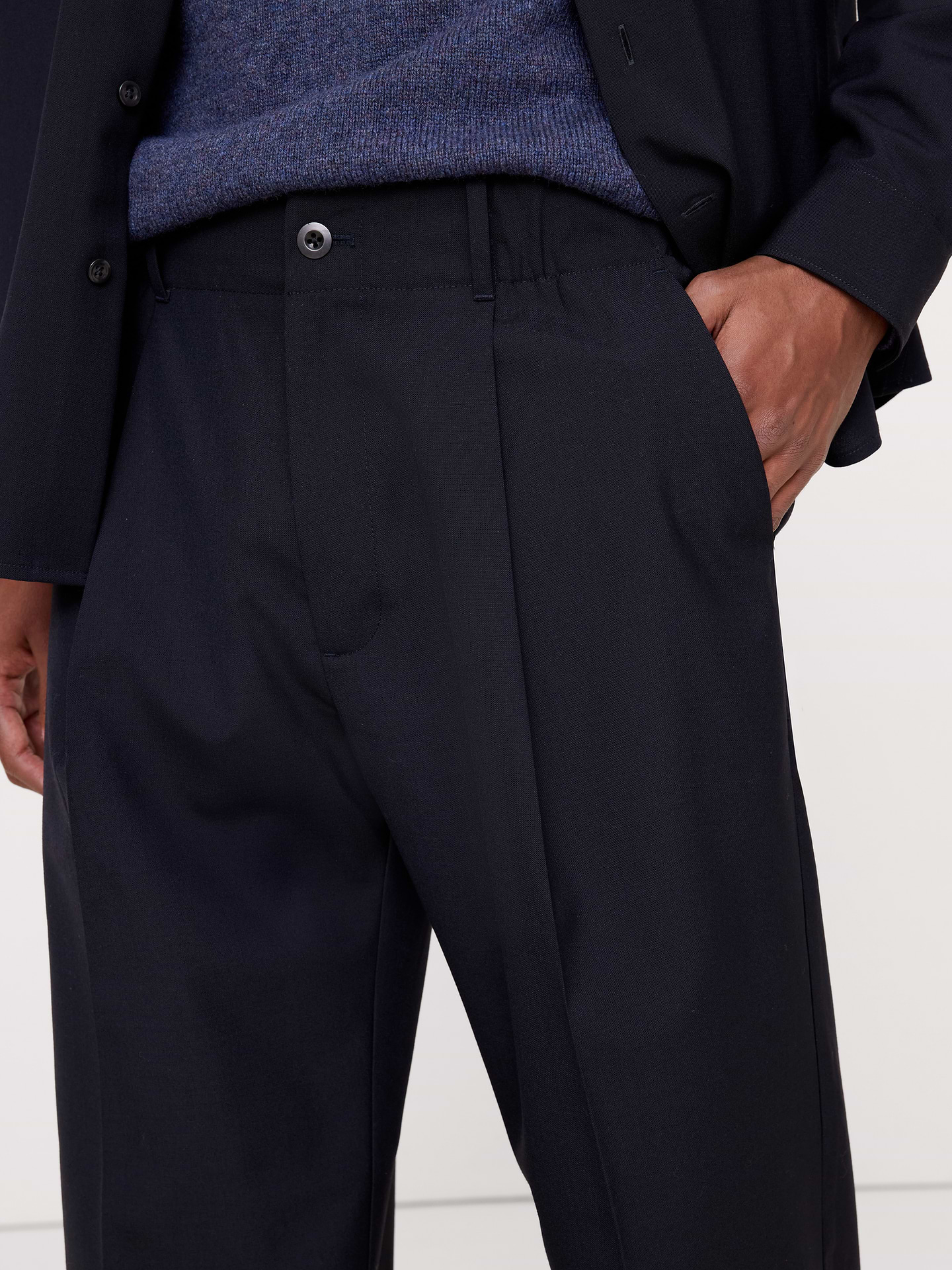 Image 3 de 3, Pantalon décontracté à taille extensible en mélange de laine Sans escale
