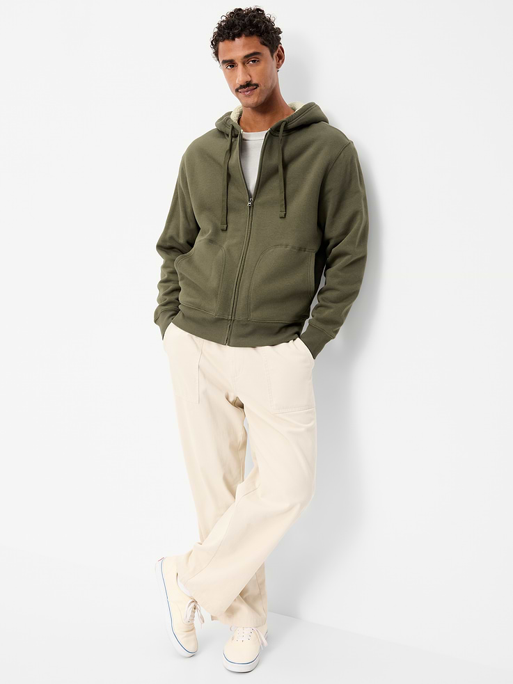 Image 3 of 4, Sherpa-Lined Full-Zip Hoodie