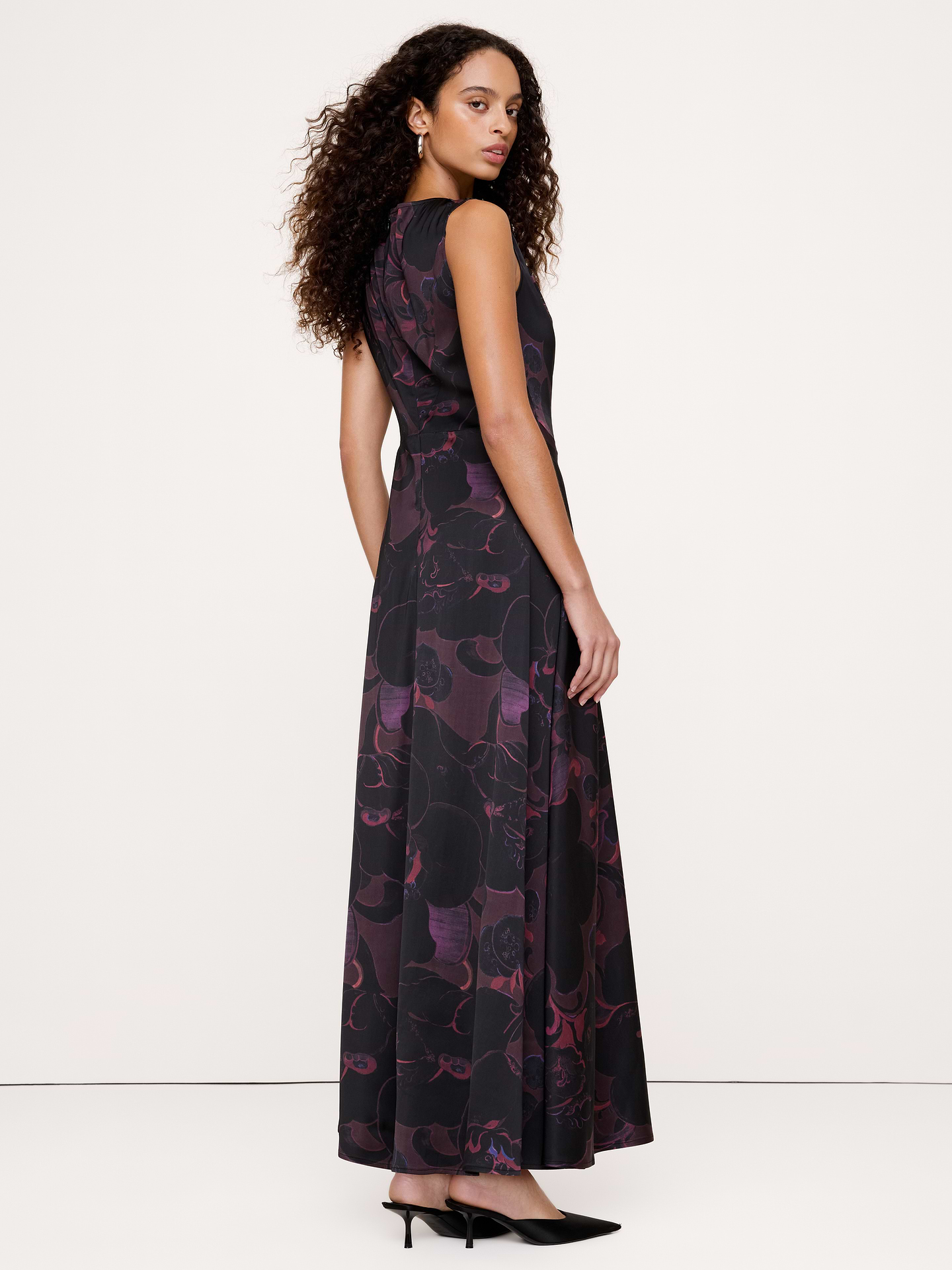 Image 3 of 8, Stretch-Satin Cowl-Neck Maxi Dress