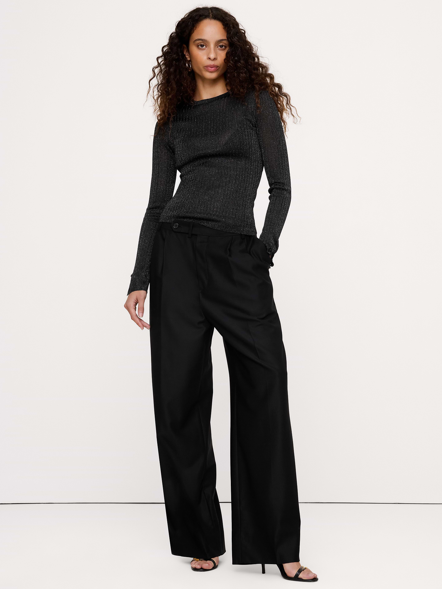 Image 3 of 8, Metallic Crew-Neck Sweater