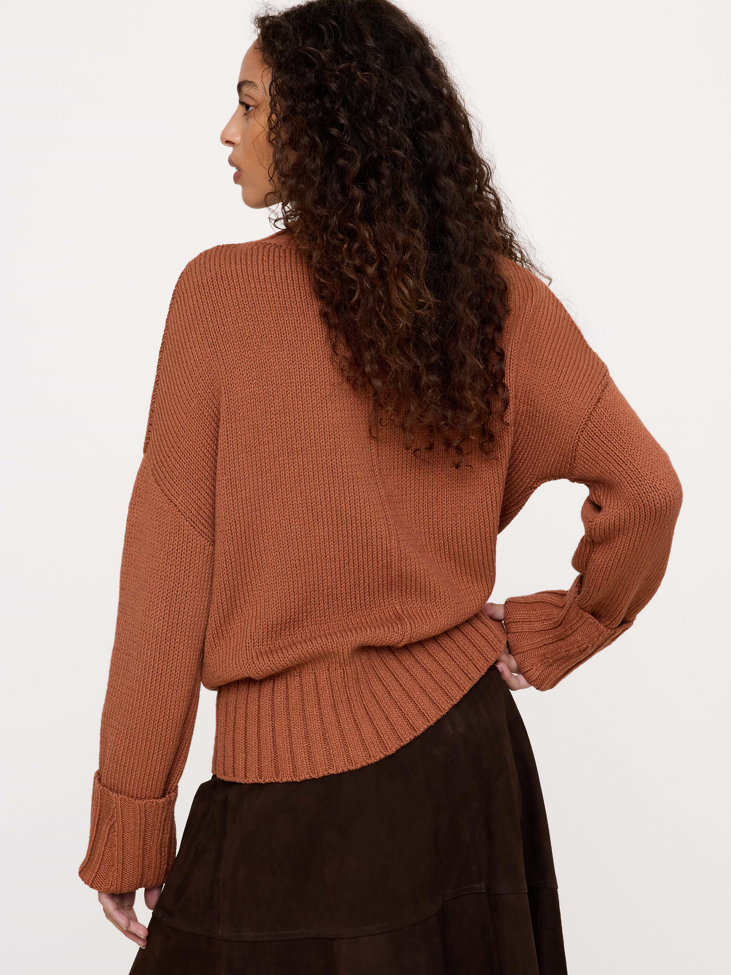 Image 5 of 6, Oversized Chunky Cotton Tunic Sweater