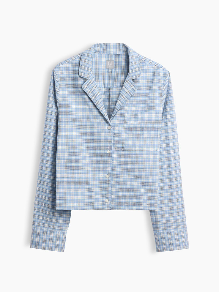 Image 3 of 3, Flannel Crop PJ Shirt