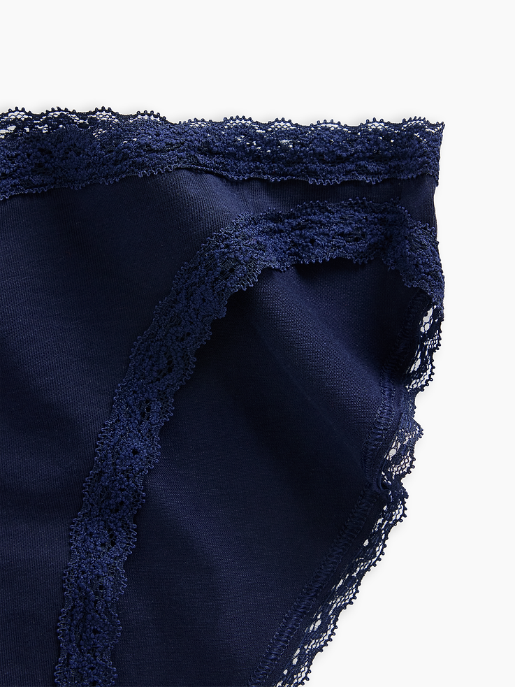 Image 3 of 4, SoftMade Organic Stretch Cotton Lace-Trim Bikini