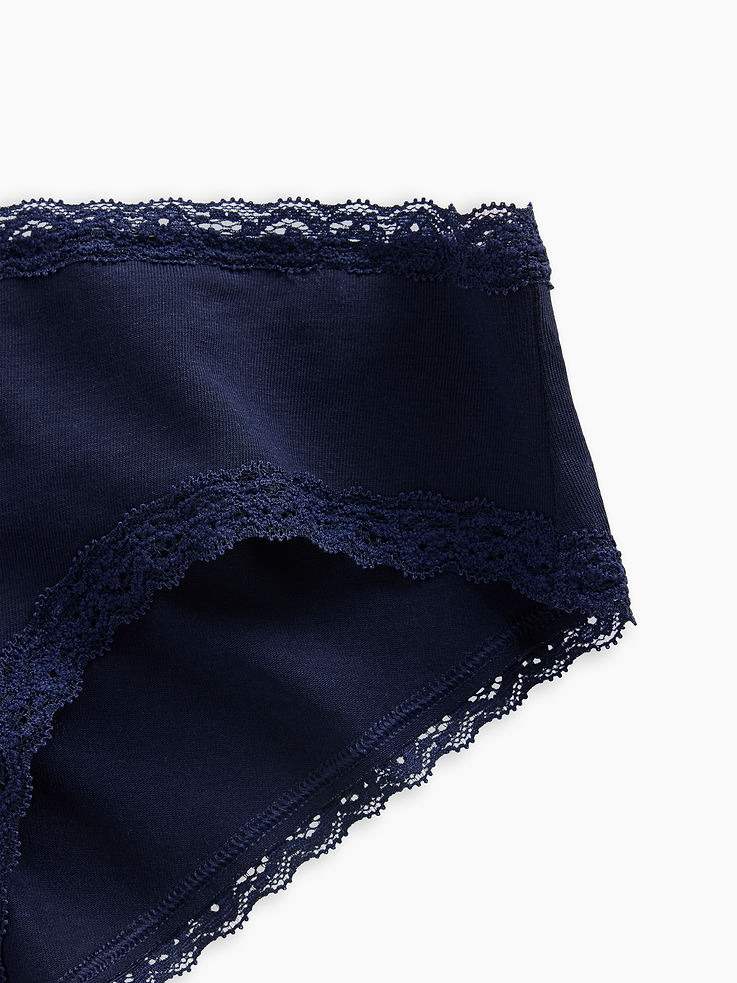 Image 3 of 4, SoftMade Organic Stretch Cotton Lace-Trim Cheeky Hipster