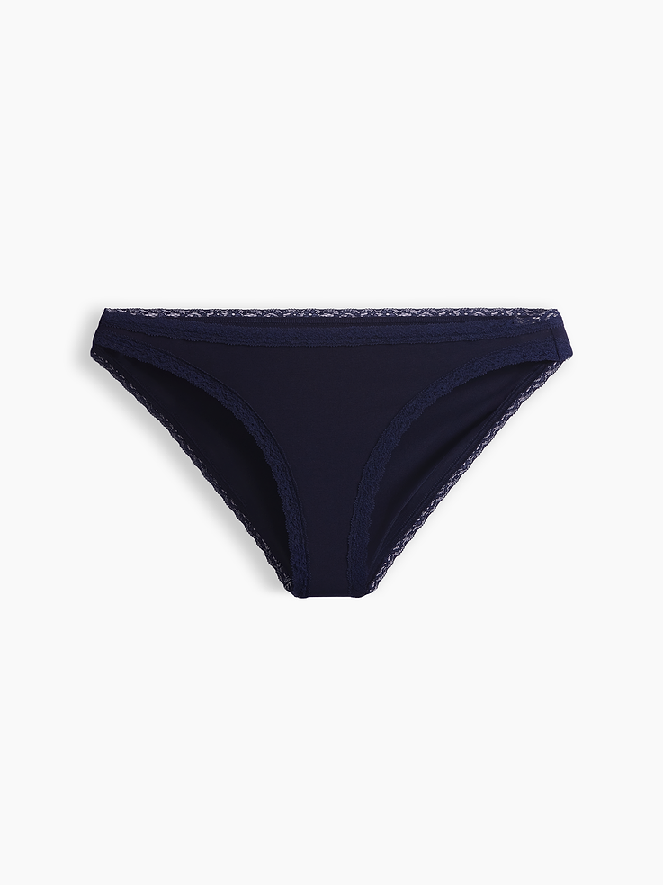 Image 4 of 4, SoftMade Organic Stretch Cotton Lace-Trim Bikini