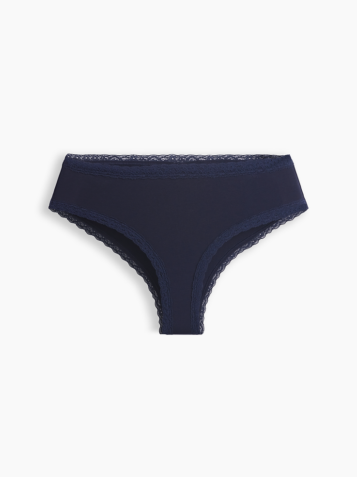 Image 4 of 4, SoftMade Organic Stretch Cotton Lace-Trim Cheeky Hipster