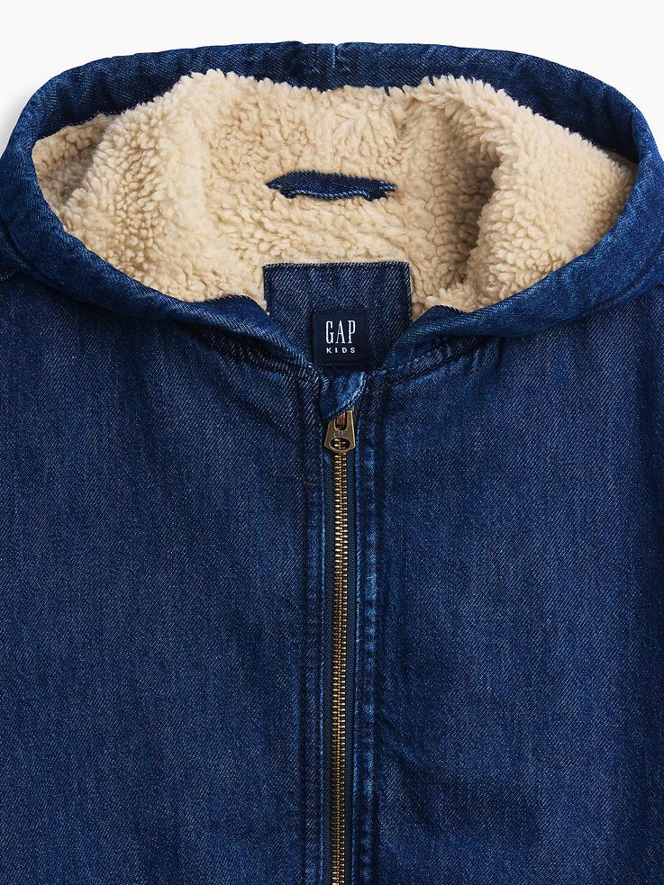 Image 4 of 5, Kids Sherpa-Lined Hooded Canvas Jacket