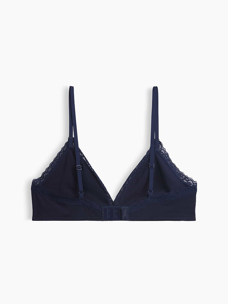 Image 7 of 7, SoftMade Organic Stretch Cotton Lace-Trim Triangle Bralette