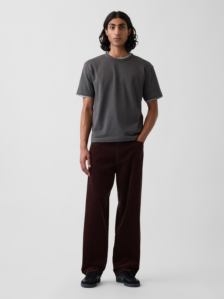 Image 1 of 7, Authentic, non-stretch cotton corduroy baggy pants. In a relaxed fit., Button closure, zip fly., Classic five-pocket styling., This product was made in a factory that invests in gender equity and women’s empowerment through RISE. Learn more at gapinc.com/equity ., Product #1184868