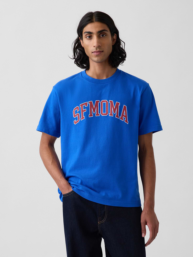 Image 1 of 8, Soft cotton T-shirt. In a relaxed fit., Crewneck., Short sleeves., SFMOMA arch logo at front, mini Gap arch logo at back., Product #1191150