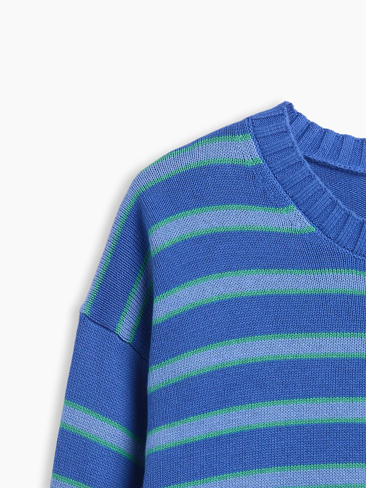 Image 4 of 5, Relaxed Stripe Crew Sweater