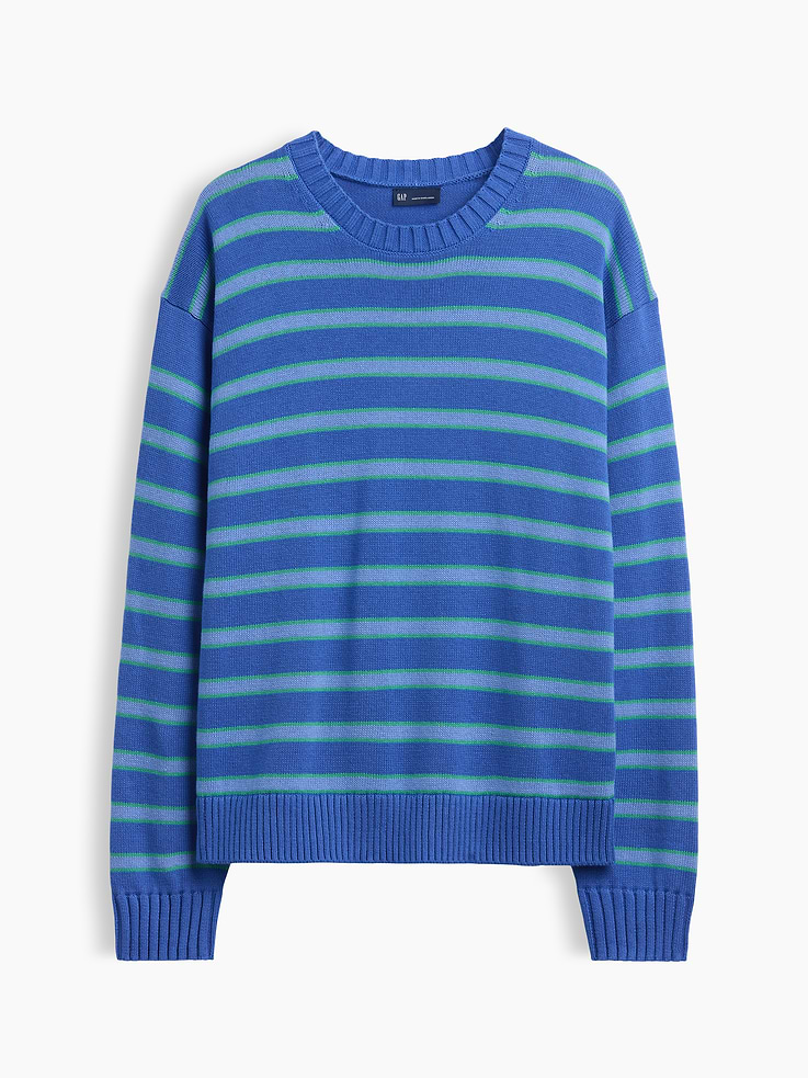 Image 5 of 5, Relaxed Stripe Crew Sweater
