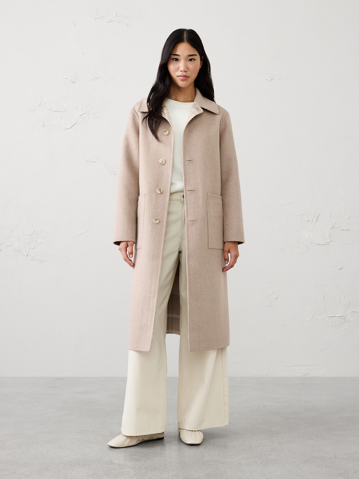 Polyester-Wool Blend Reversible Double Face Coat | Banana Republic