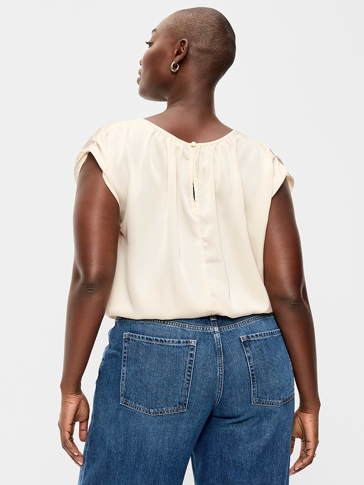 Image 6 of 9, Boatneck Drapey Bubble-Hem Top