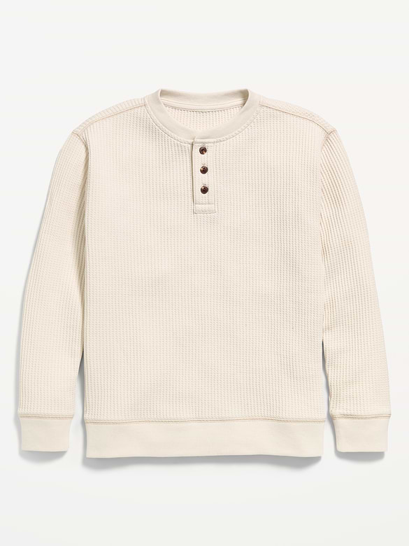 Long-Sleeve Waffle Knit T-Shirt for Boys