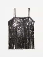 Image 2 of 2, Sequin Fringe-Hem Cami Top