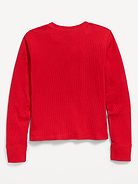 Image 2 of 2, Long-Sleeve Logo Graphic Waffle-Knit T-Shirt for Girls