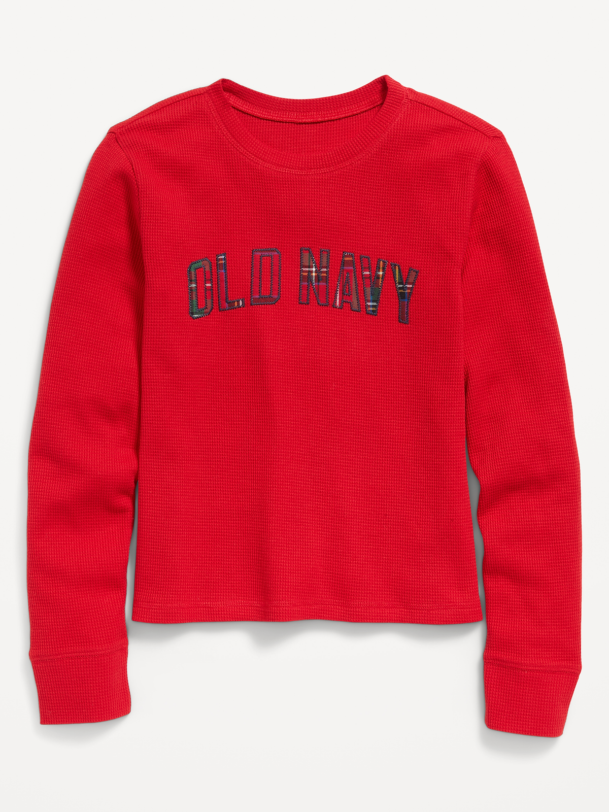 Long-Sleeve Logo Graphic Waffle-Knit T-Shirt for Girls