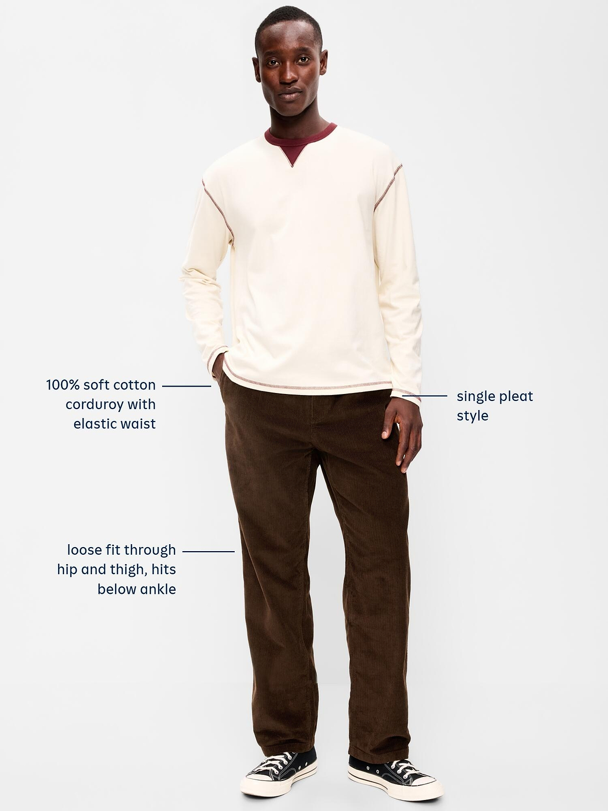 90sオールドネイビーLOOSEバギー コーデュロイパンツブラウンW34L30 90s Loose Corduroy Pants | Old Navy