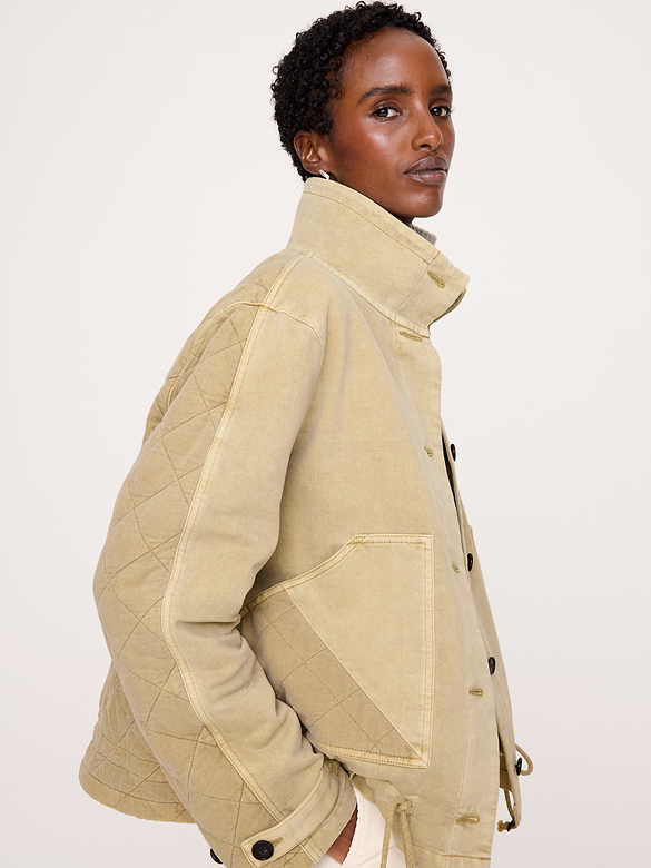 Quilted Cotton-Linen Utility Jacket