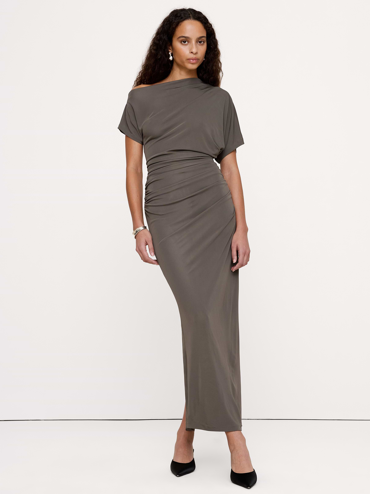 Matte Jersey Draped Maxi Dress