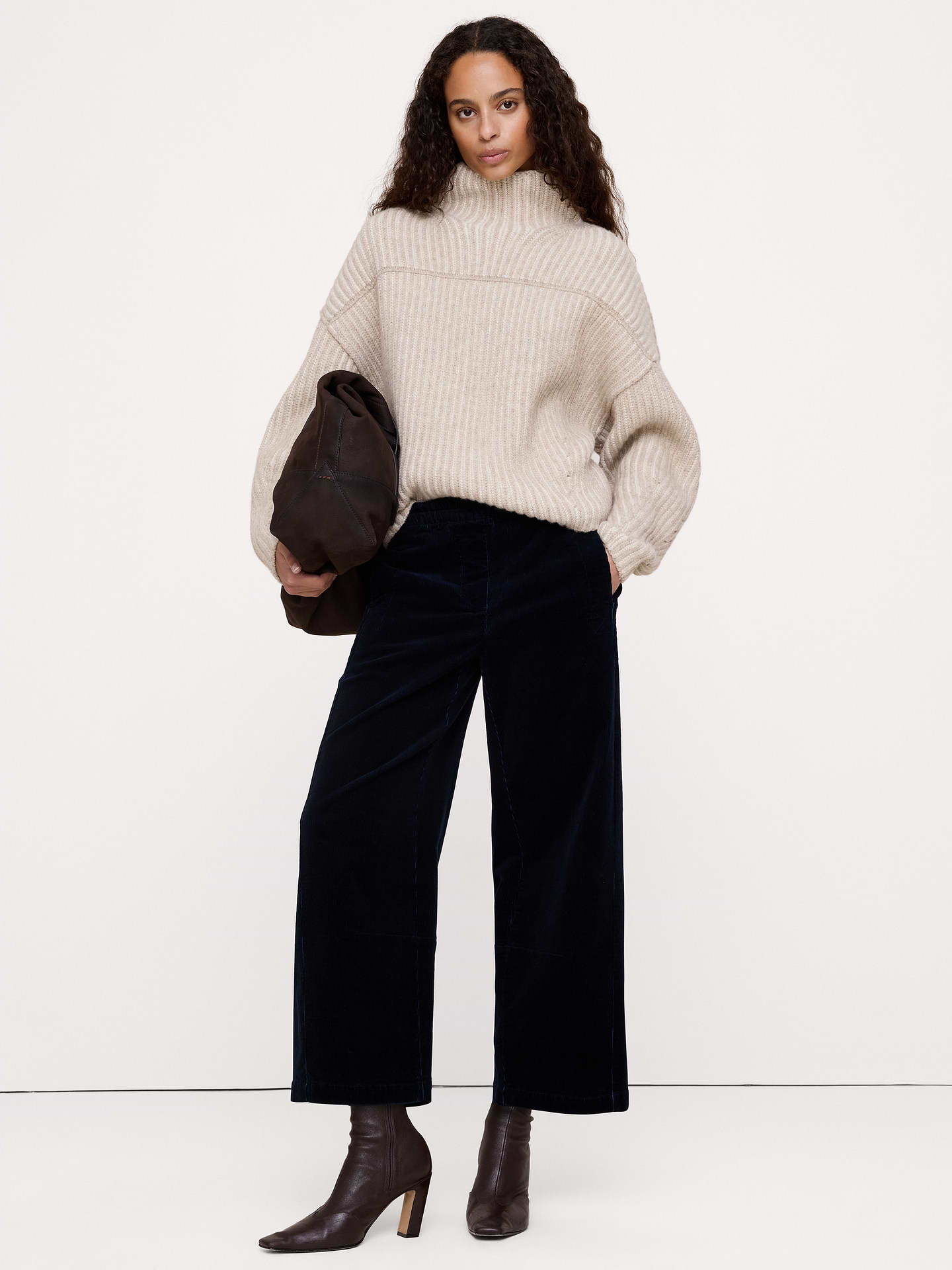 Image 1 of 8, We reimagined the classic painter's pant with an almost-barrel leg and a pull-on design for comfort. Crafted in corduroy that's been specially washed for softness., Relaxed fit: Mid-rise. Relaxed through hip and thigh with a wide, barrel-leg. Cropped length., Elastic waistband. Hidden interior drawcord., Front and back pockets., Paneled construction., Unlined., Product #1180270