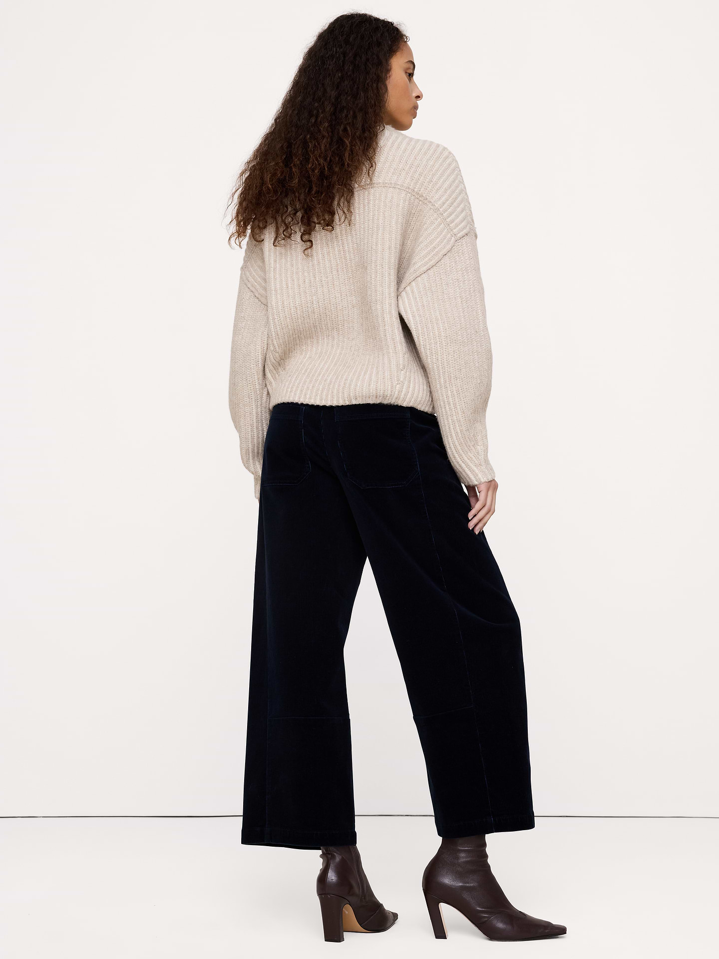 Image 6 de 8, Pantalon de peintre décontracté à taille mi-basse extensible en velours côtelé