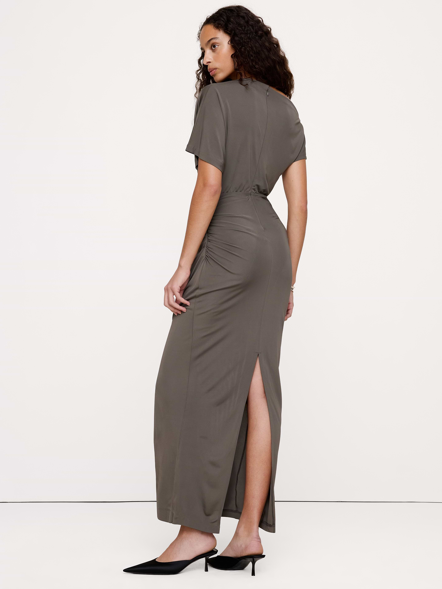 Image 3 of 8, Matte Jersey Draped Maxi Dress