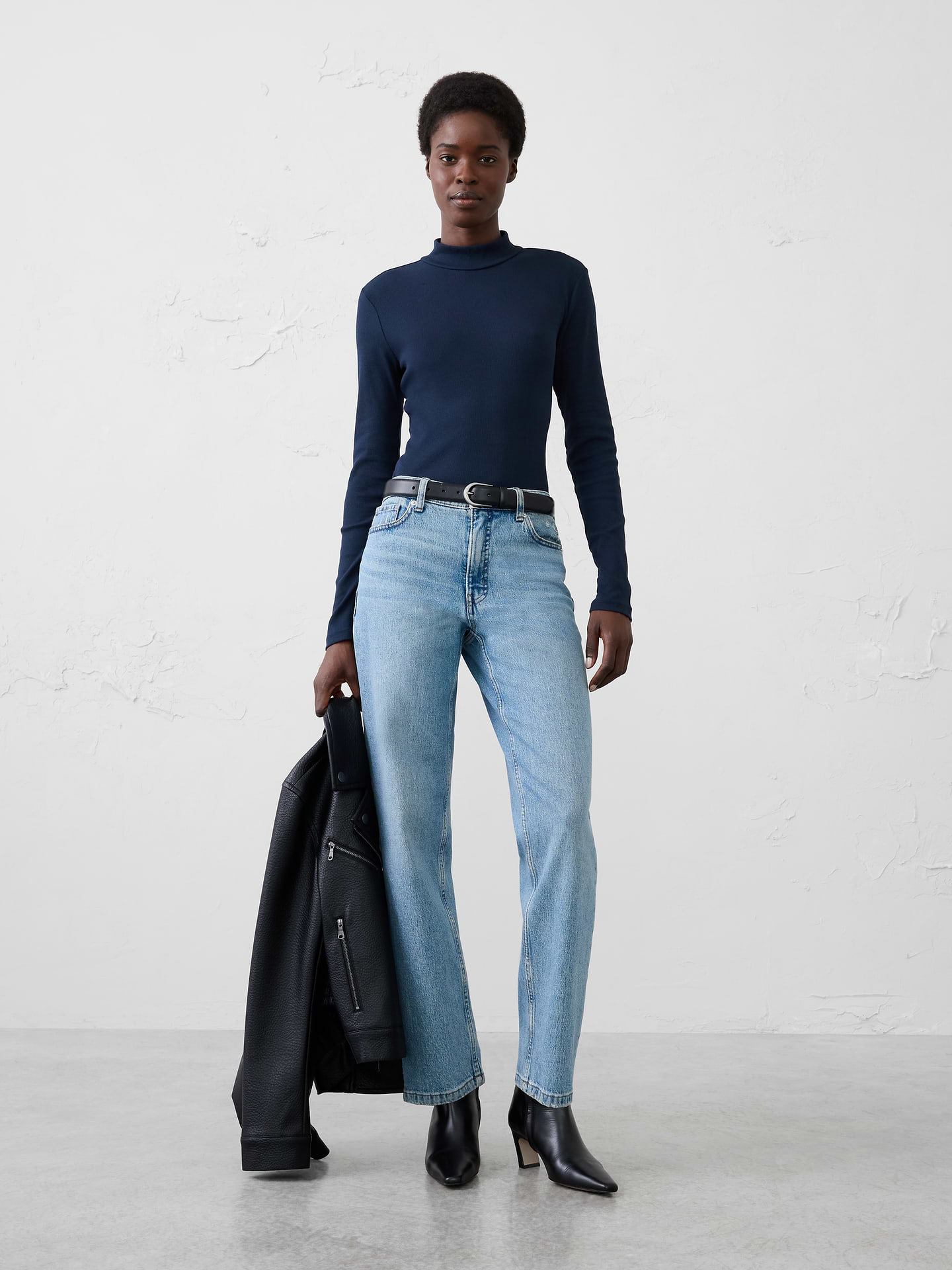 Image 1 of 4, Mock neckline. Long sleeves., Fitted at the waist., Made exclusively for Banana Republic Factory., Product #1186009