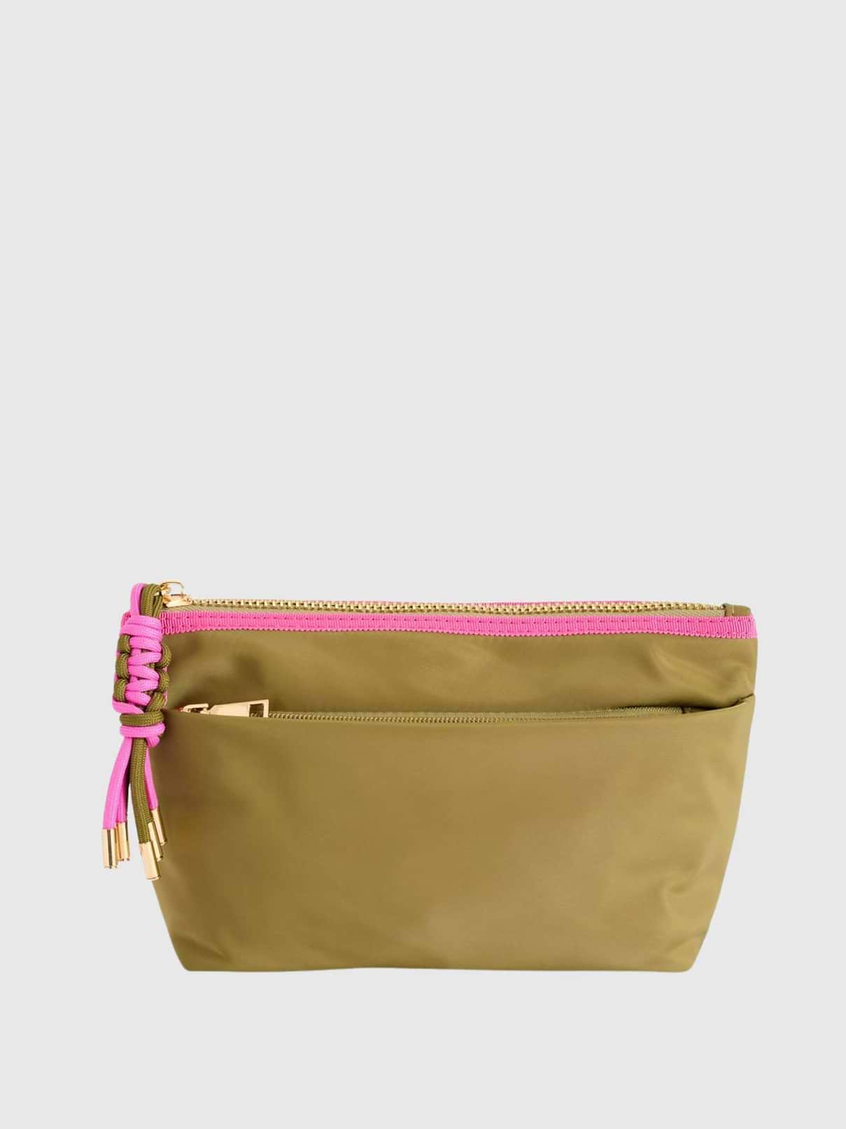 Image 1 of 2, Take your on-the-go organization to new heights with the Jet Zip Pouch., This sleek and sporty design features a top zip closure, one inner zip pocket, two inner slip pockets, and a convenient outer zip pocket for easy access., It’s crafted from durable nylon and accented with eye-catching paracord zipper pulls and gold hardware., Whether stashing travel essentials, tech accessories, or everyday must-haves, the Jet Zip Pouch keeps it all zipped up in style.