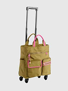 Image 1 of 1, The Jet 360° Roller Tote is ready to roll wherever your day takes you, combining chic style with travel-friendly function., Designed with smooth 360° spinner wheels, double handles, and an extending roller handle, this tote makes navigating airports, workdays, and weekend getaways feel effortless., Multiple exterior and interior pockets keep all your essentials neatly organized, while the top zip closure helps everything stay secure on the go., Finished with playful contrast trim, gold-tone hardware, and a stylish tassel zipper pull, the Jet 360° Roller Tote adds a fun pop of personality to every trip.