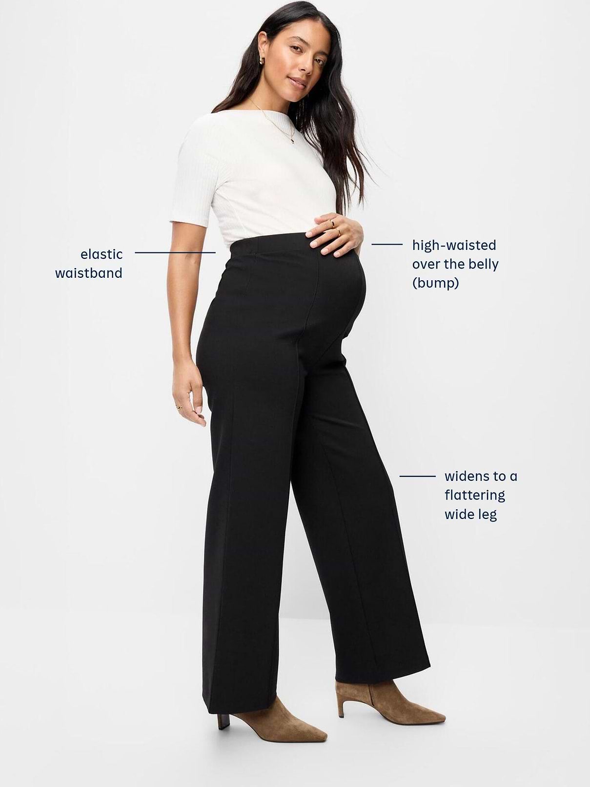 Image 3 of 3, Maternity Over-the-Bump Stevie Wide-Leg Pants