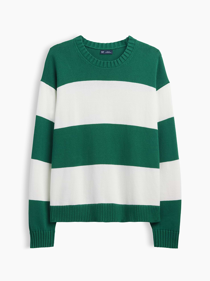 Image 5 of 5, Relaxed Stripe Crew Sweater