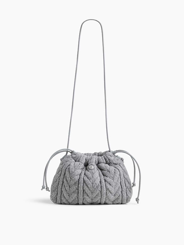 CashSoft Cable-Knit Pouchette