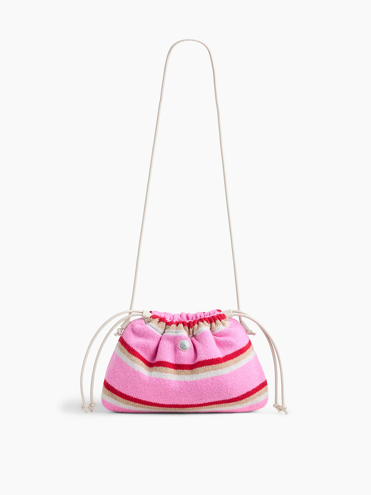 Image 1 of 6, Supersoft pouchette bag., Worn hand-held, crossbody or over-the-shoulder., Vegan leather shoulder strap., Drawcord closure at top., Product #1186131