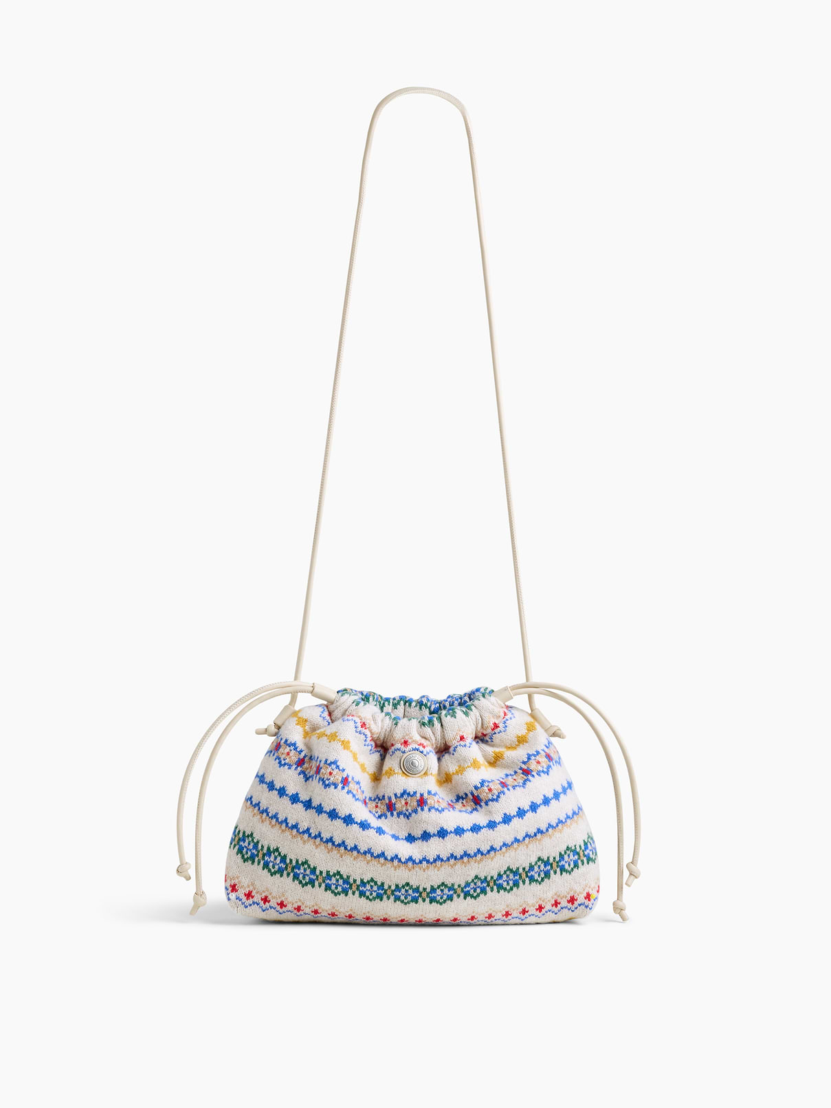 Image 1 of 6, Supersoft pouchette bag., Worn hand-held, crossbody or over-the-shoulder., Vegan leather shoulder strap., Drawcord closure at top., Product #1186131