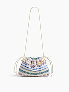 Image 1 of 6, Supersoft pouchette bag., Worn hand-held, crossbody or over-the-shoulder., Vegan leather shoulder strap., Drawcord closure at top., Product #1186131
