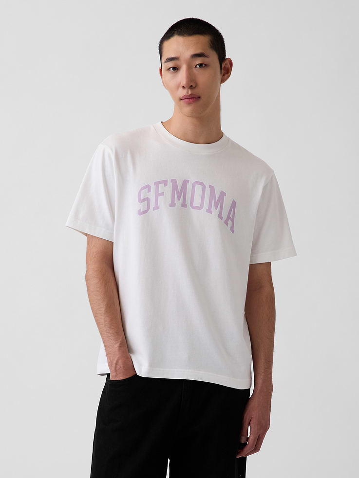 Image 1 of 8, Soft cotton T-shirt. In a relaxed fit., Crewneck., Short sleeves., SFMOMA arch logo at front, mini Gap arch logo at back., Product #1191150