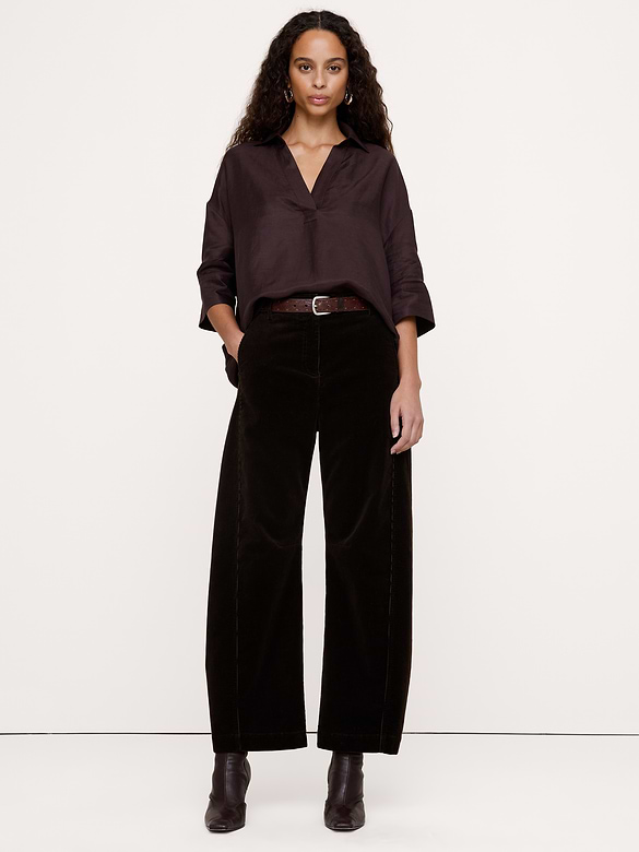 Viscose-Linen Popover Shirt