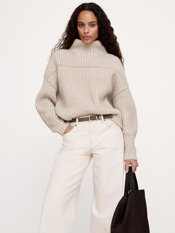 Italian Merino-Blend Mock-Neck Sweater