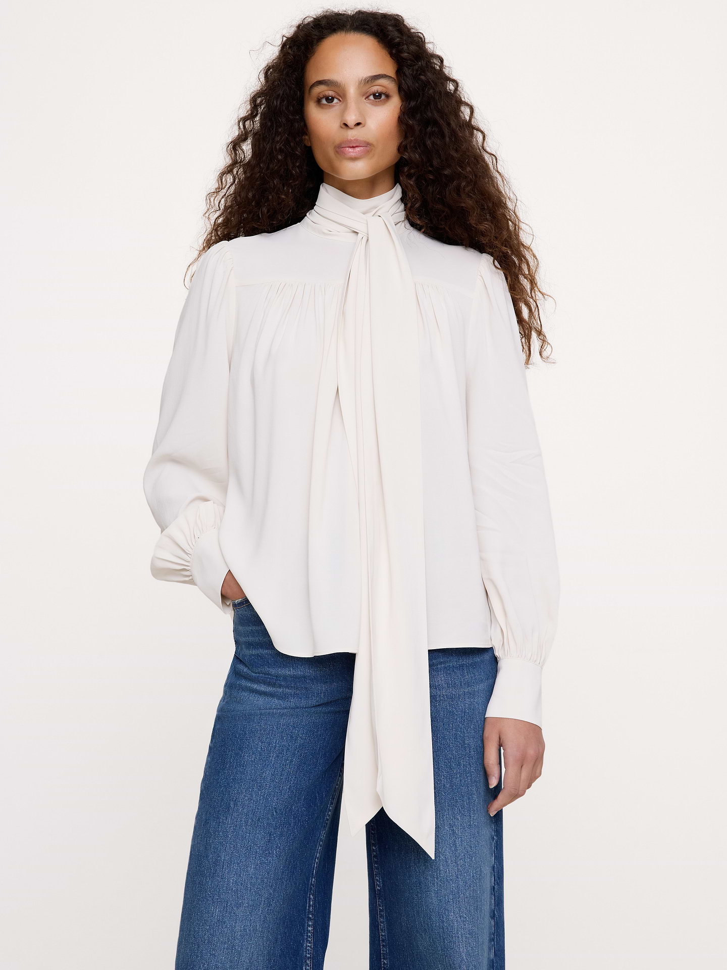 Image 3 of 4, Georgette Scarf-Tie Blouse