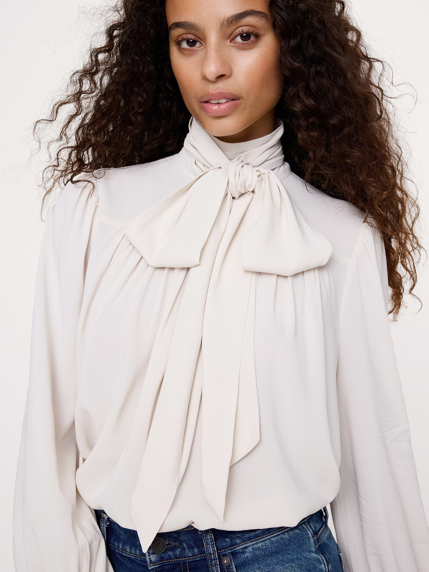 Image 4 of 4, Georgette Scarf-Tie Blouse