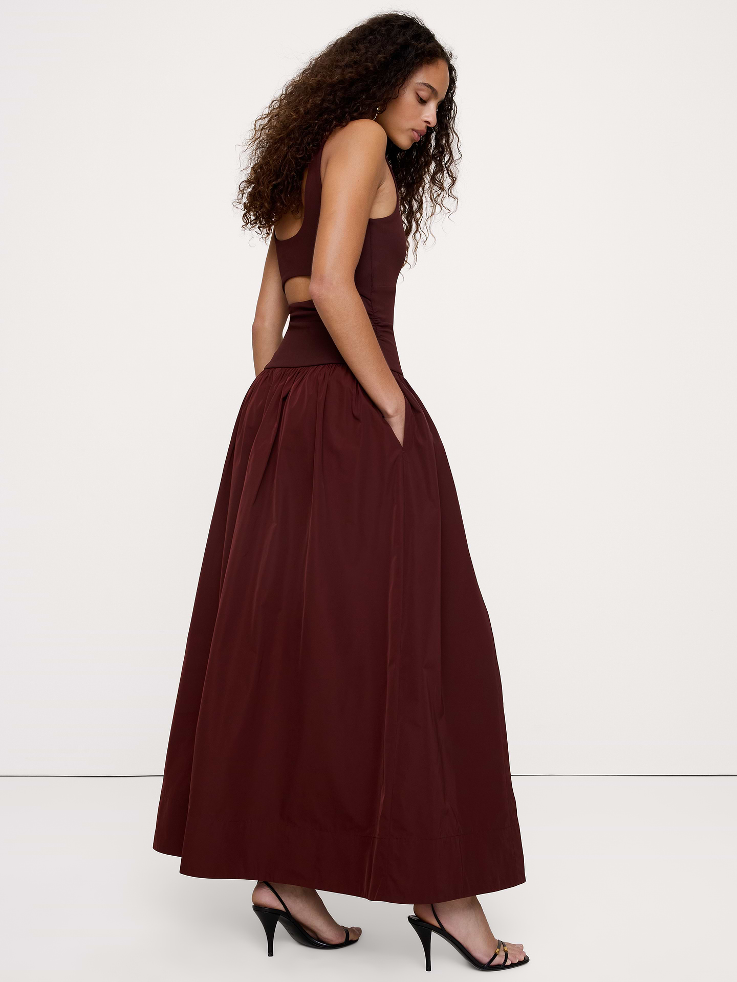Image 4 de 8, Robe longue bain de soleil en jersey et taffetas