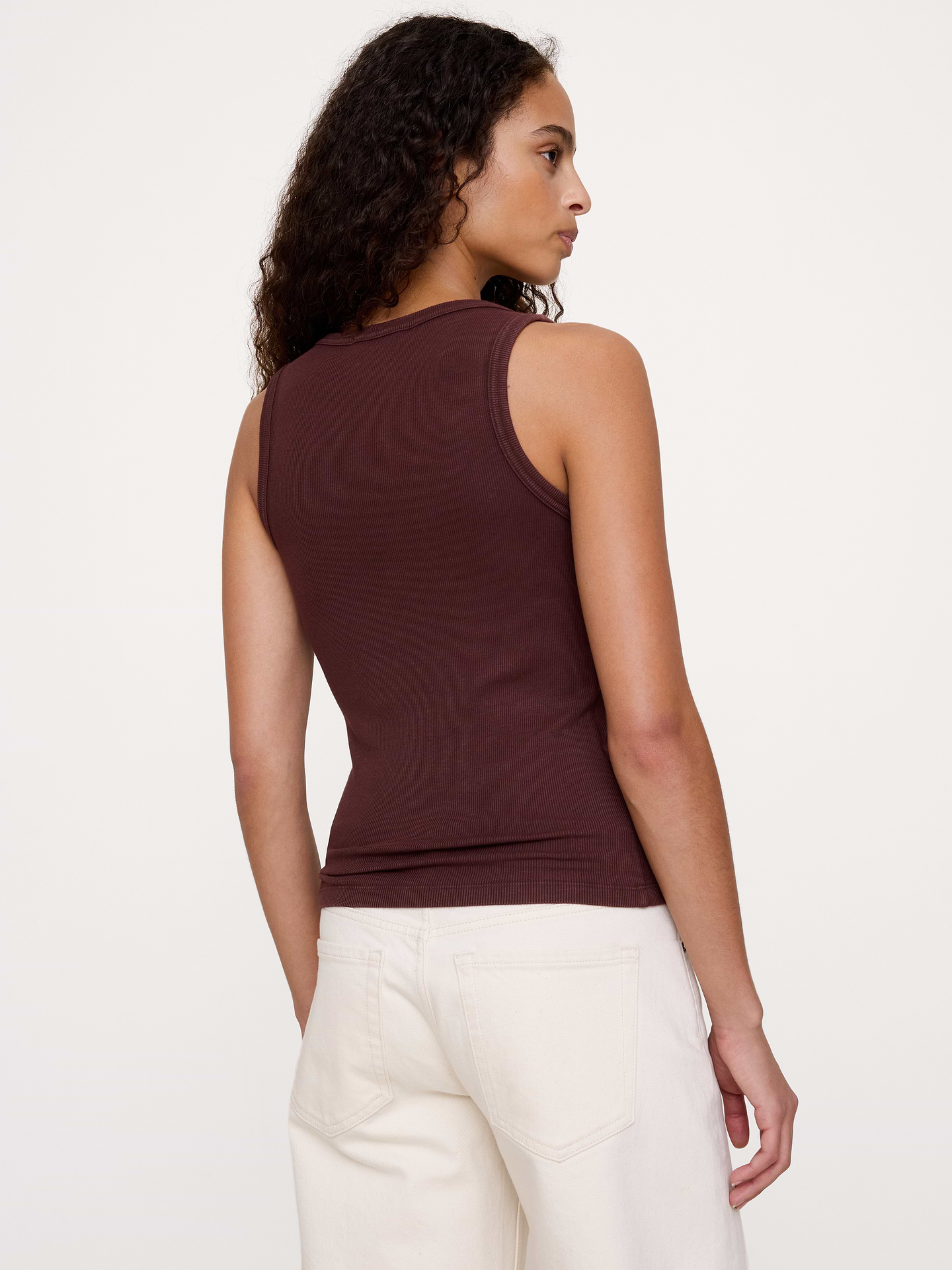 Image 2 of 8, Ribbed Scoop-Neck Tank