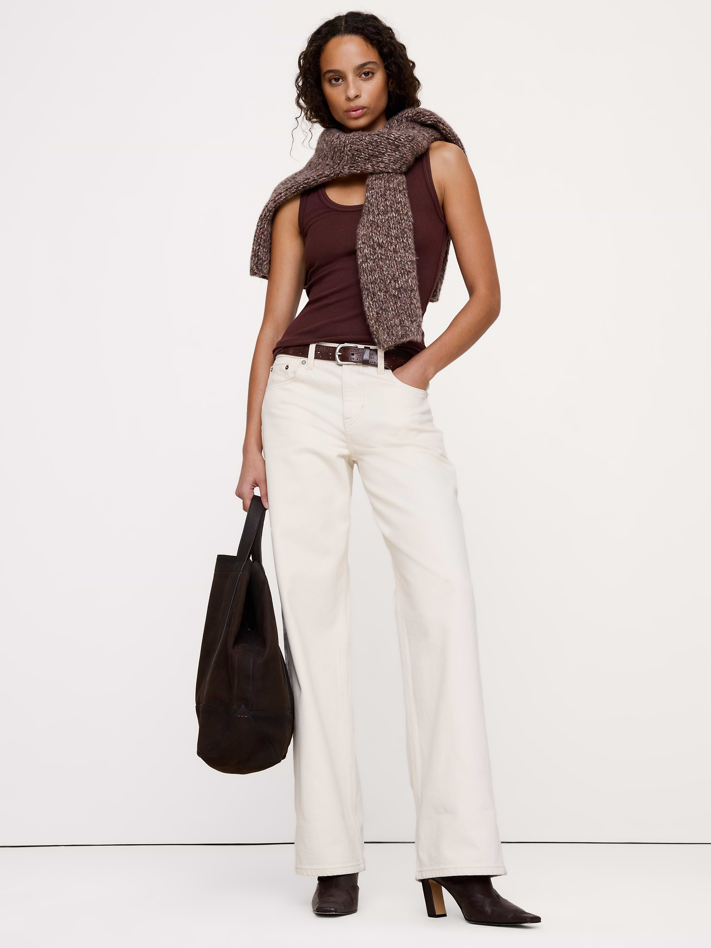 Image 3 of 8, Ribbed Scoop-Neck Tank