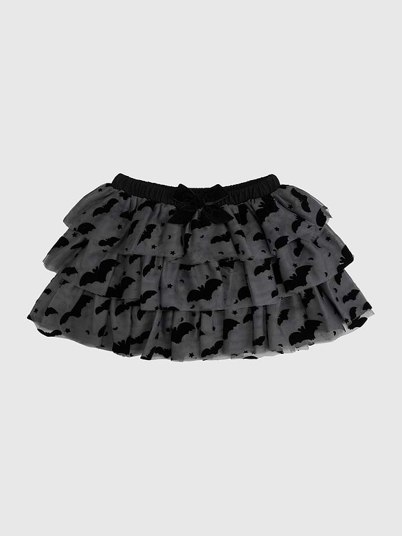 Sweet Wink Flocked Bats Halloween Bow Tiered Tutu