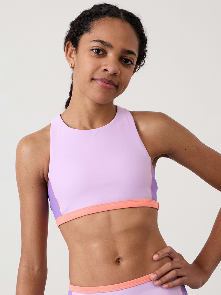 Image 4 of 4, Athleta Girl Reverisble High Neck Colorblock Bikini